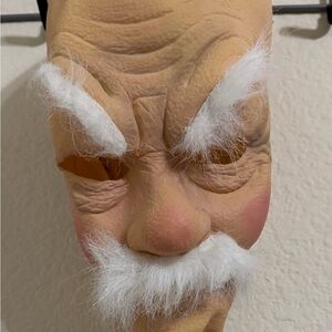 Old Man Mask with White Eyebrows and Mustache